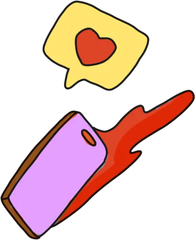 Flying phone with chat bubble heart illustration