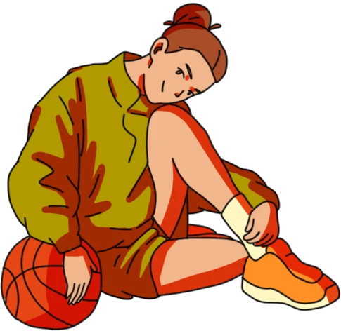 Illustration of a girl sitting with a basketball
