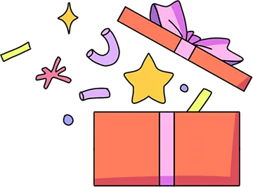 Present with confetti illustration